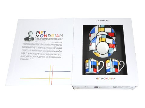 CARMANI Mondrian – Composition A, 2 filiżanki espresso ze spodkami, 100 ml