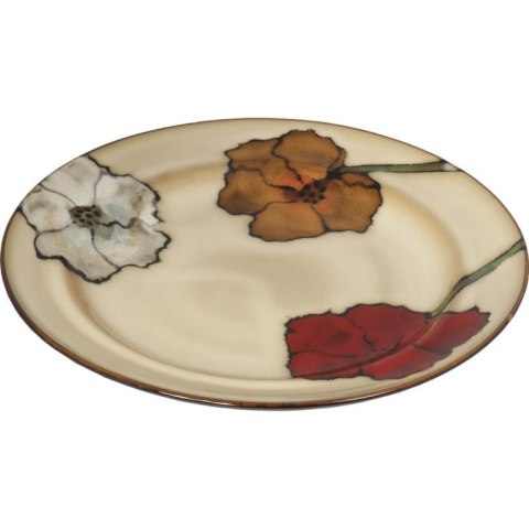 Ceramiczny Komplet Zastawy Stołowej z Kwiatowym Motywem w Kolorze Brązowo-Beżowym