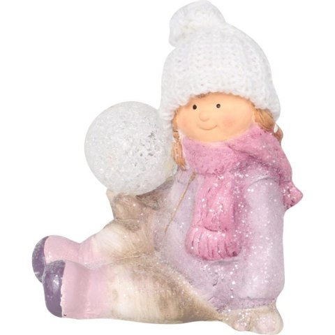 Ceramiczna figurka Dziewczynka ze świecącą kulą, 17 cm