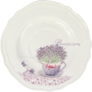 Komplet ceramiczny filiżanka z talerzykiem z wiklinowym w wazonie w prezentowym kartoniku