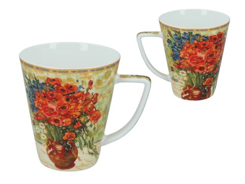 CARMANI Van Gogh — Czerwone maki i stokrotki, komplet filiżanki i kubka