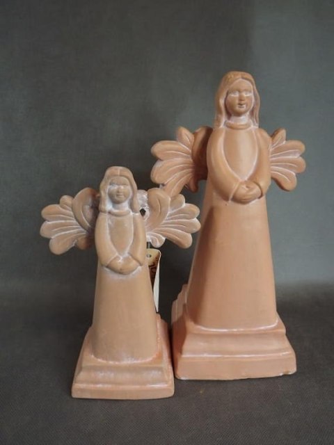Ceramiczna figurka Anioł w kolorze gliny, 22 cm