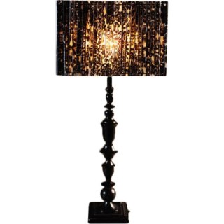Goliat FL 9161 V-01 — czarna lampa z prostokątnym abażurem w koronkowy wzór