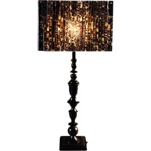 Goliat FL 9161 V-01 — czarna lampa z prostokątnym abażurem w koronkowy wzór