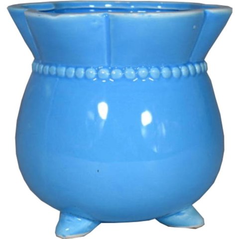 Turkusowa ceramiczna osłonka na doniczkę, 11 × 11 cm