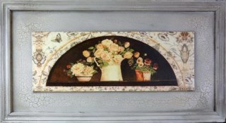 Obraz Róże w dzbanku z efektem postarzania, 30 × 56 cm
