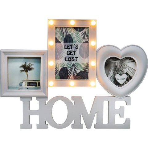 Biała ramka na zdjęcia HOME z LED, 40 × 30 cm