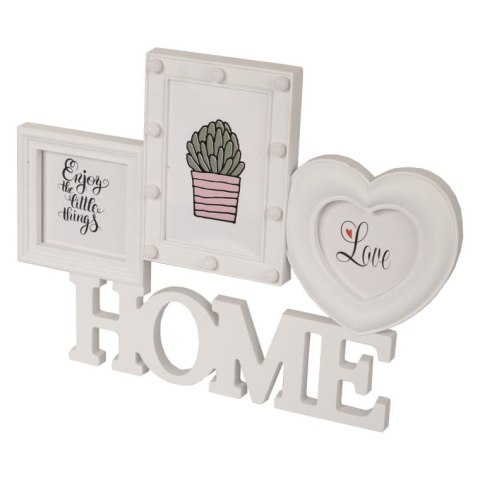 Biała ramka na zdjęcia HOME z LED, 40 × 30 cm