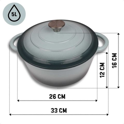 HAGE Sea Salt – garnek żeliwny emaliowany, miętowy, 26 cm, 5 l