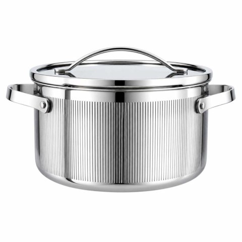 VCASA VC-90125 VELORA — garnek stalowy ze szklaną pokrywką do odcedzania, 24 cm, 5,8 l