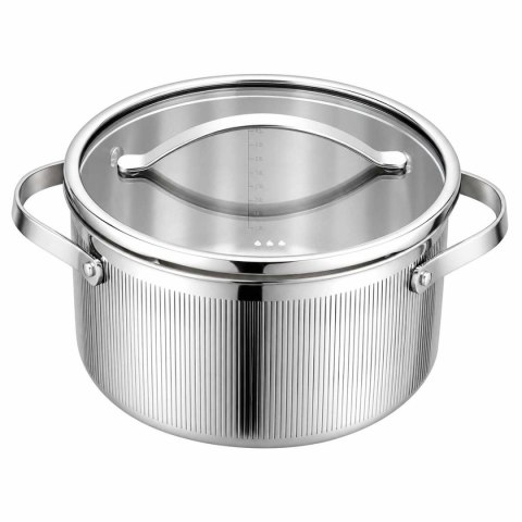 VCASA VC-90125 VELORA — garnek stalowy ze szklaną pokrywką do odcedzania, 24 cm, 5,8 l