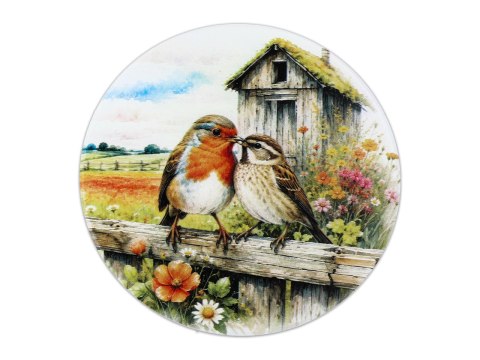 CARMANI – okrągła podkładka ceramiczna Rudzik, 10,8 cm