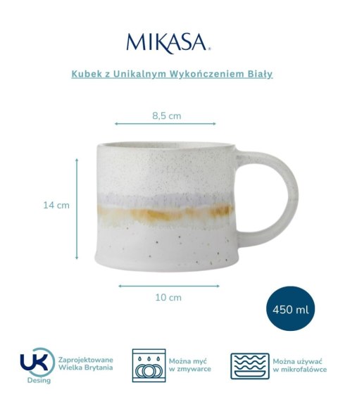 Mikasa, Kubek z Unikalnym Wykończeniem Biały - 450 ml