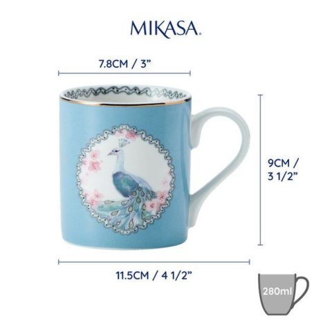Mikasa Peacock — kubek porcelanowy z pawiem, 280 ml