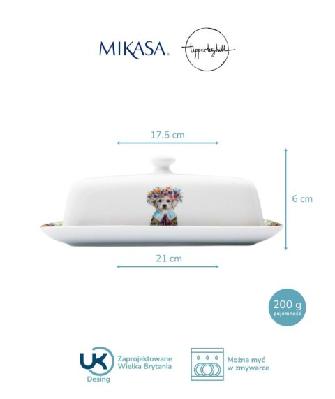 Mikasa Tipperleyhill Szczeniak — porcelanowa maselniczka na 200 g masła